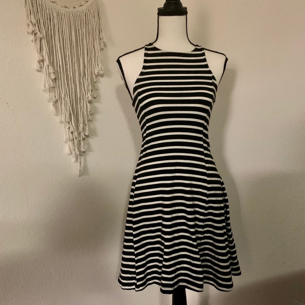 black and white stripped dress